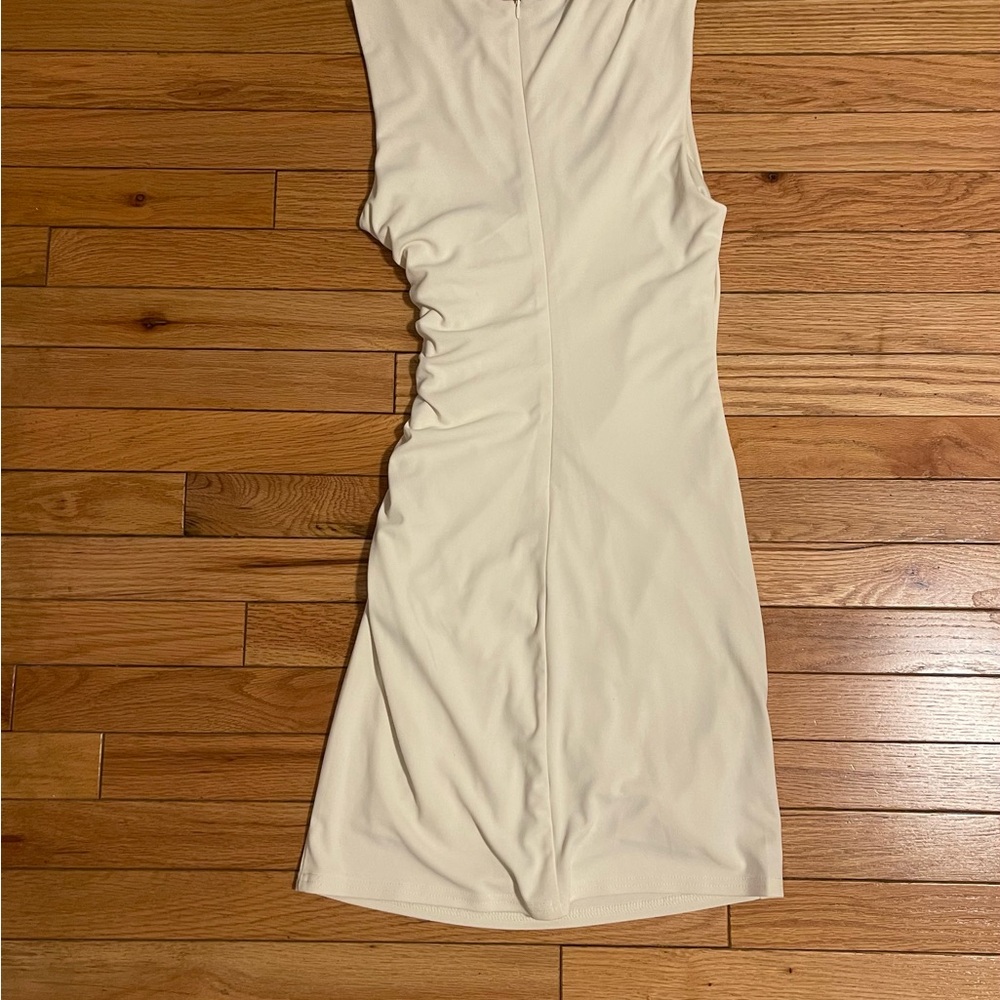 Zara Cream Ruched Midi Dress - Picture 2 of 3
